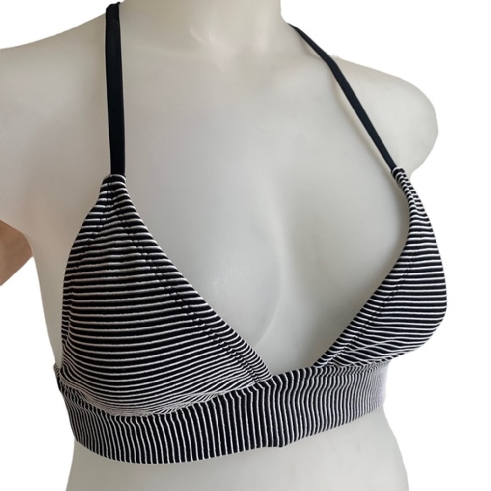 Sand & Shore bikini top black and white thin stripe, soft‎ cup, size large